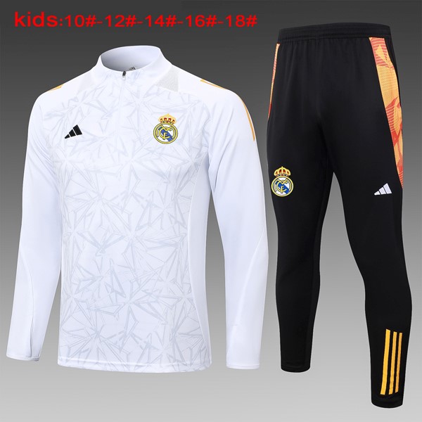 Niños Sudadera De Training Real Madrid 2024/25 Blanco Gris 3